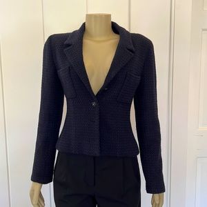 Chanel Navy Tweed Jacket -Size 38